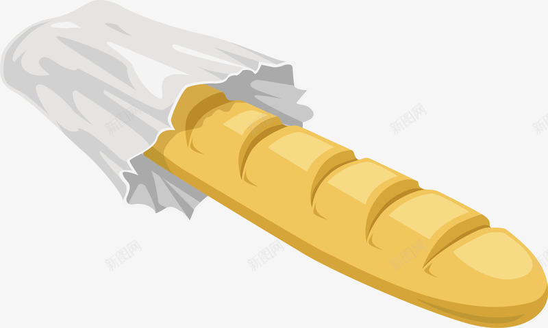 法棍矢量图ai免抠素材_新图网 https://ixintu.com 切口 包装 小麦色 干粮 手绘 法棍 面包 矢量图