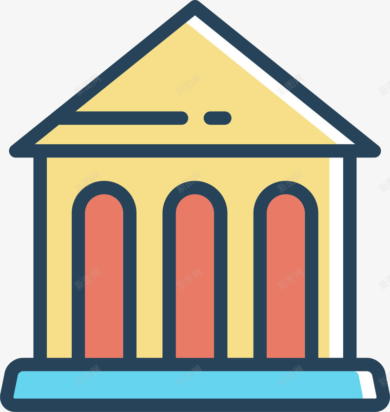 手绘卡通建筑物图标银行图标png_新图网 https://ixintu.com 建筑物 房子 手绘卡通 简图 简笔画 银行图标