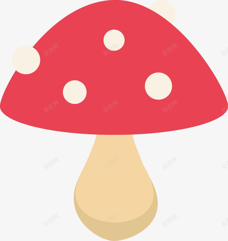 红色卡通蘑菇png免抠素材_新图网 https://ixintu.com 卡通 圆点 手绘 白色的 简图 红色的 蔬菜 蘑菇