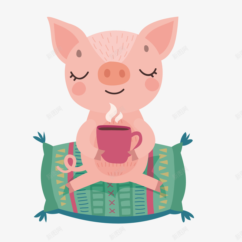 坐着喝水的小猪矢量图ai免抠素材_新图网 https://ixintu.com 动物喝水 喜庆的猪年 坐着喝水的小猪 本命年的猪年 矢量图 祝福的猪年 笑嘻嘻的猪年 顺利的猪年