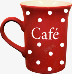 cafe手绘立体红色圆点Cafe马克杯高清图片