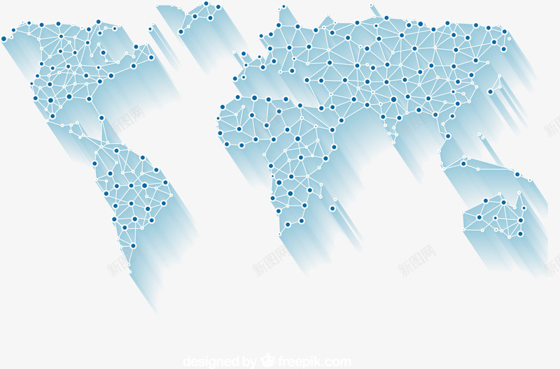 蓝色连线圆点世界地图png免抠素材_新图网 https://ixintu.com 世界地图 圆点连线 地图矢量 蓝色地图