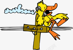坐着的鸭子打电话的黄鸭高清图片