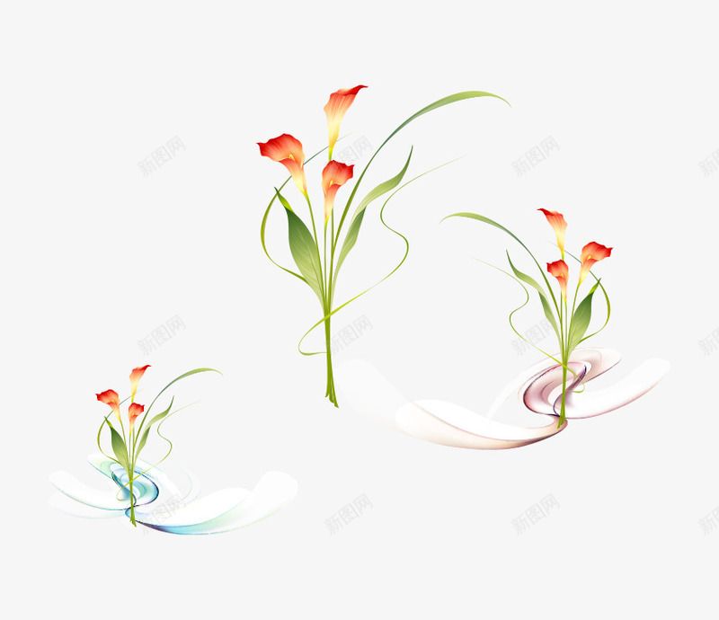 中国风花草矢量图ai免抠素材_新图网 https://ixintu.com 中式 百合 花卉 花草 矢量图
