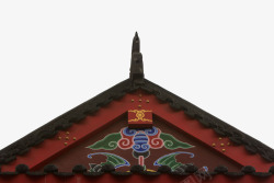 寺庙特色彩色印花图案屋檐素材