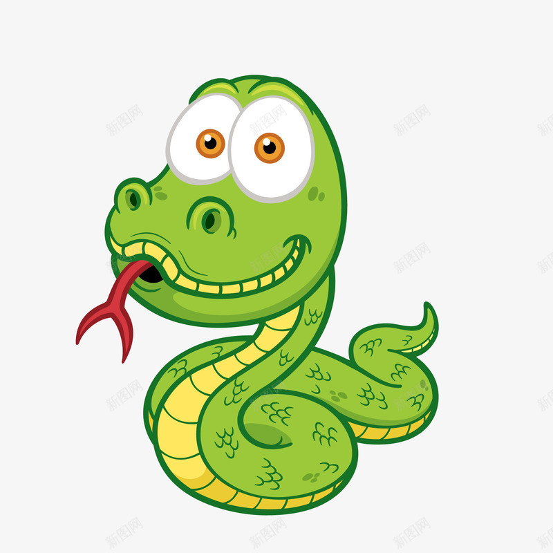 绿色手绘的卡通蛇png免抠素材_新图网 https://ixintu.com 免抠图 动物 卡通 效果图 绿色动物 蛇 装饰图 装饰画
