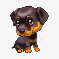 流浪宠物卡通版坐着的小黑狗高清图片