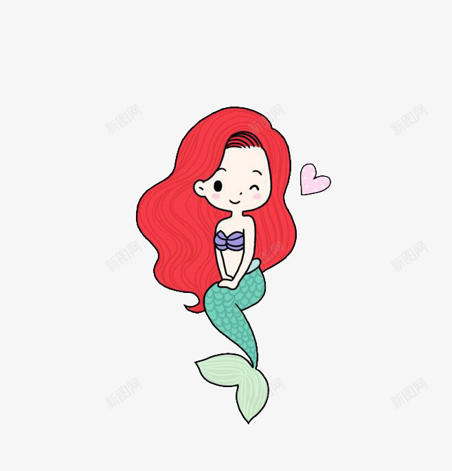 卡通美人鱼png免抠素材_新图网 https://ixintu.com 卡通人物 红发美女 美人鱼 装饰素材