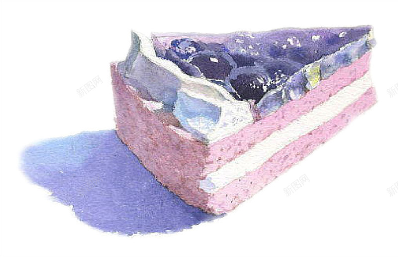 蓝莓蛋糕矢量图eps免抠素材_新图网 https://ixintu.com 三角蛋糕 彩绘 蓝莓 蛋糕 矢量图