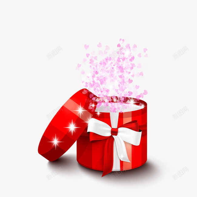 红色发光圆盒psd免抠素材_新图网 https://ixintu.com 光效 发光礼盒 喜庆 圆盒 爱心 盒子 礼物 礼物盒