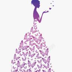 兰花图纹装饰画紫色蝴蝶女孩高清图片