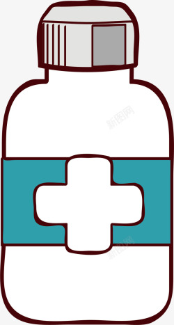 医疗包装设计蓝色白色药瓶可爱药瓶包装矢量图高清图片