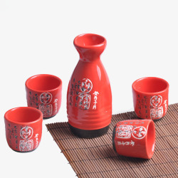 中国风红色喜庆米酒杯素材