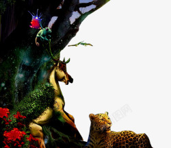 卡通豹子矢量图森林动物高清图片
