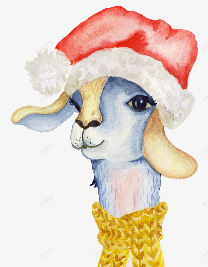 戴圣诞帽的手绘鹿头png免抠素材_新图网 https://ixintu.com 免抠图 圣诞帽 手绘动物 效果图 装饰图 装饰画 鹿头