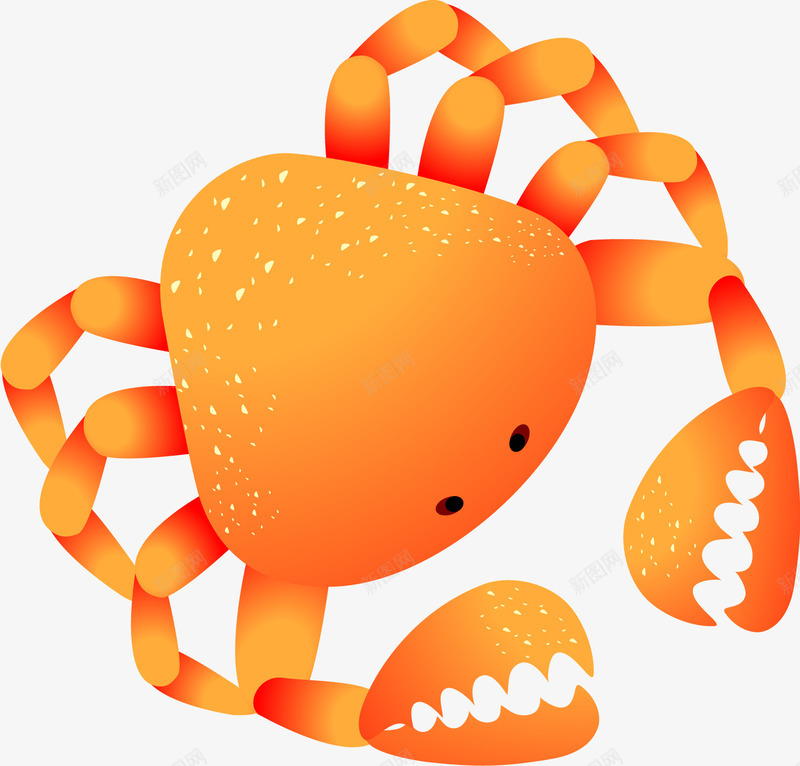 卡通黄色螃蟹png免抠素材_新图网 https://ixintu.com 动物 卡通 圆点 夹子 海鲜 眼睛 螃蟹 黄色
