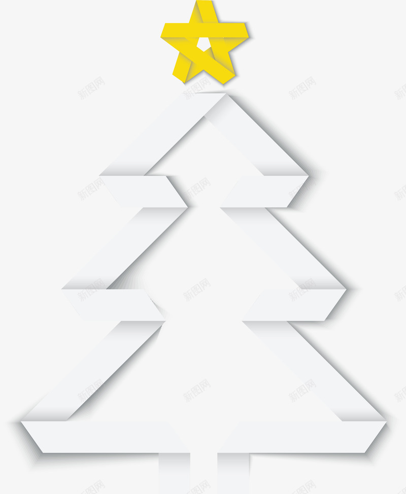 创意白色圣诞树png免抠素材_新图网 https://ixintu.com 创意圣诞树 喜庆 圣诞节 白色圣诞树 白色折纸 黄色星星