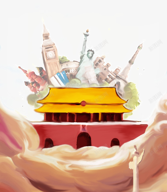 天安门建筑水墨插画psd免抠素材_新图网 https://ixintu.com 世界建筑 卡通天安门 古建筑 天安门 天安门手绘 建筑 手绘 水墨画