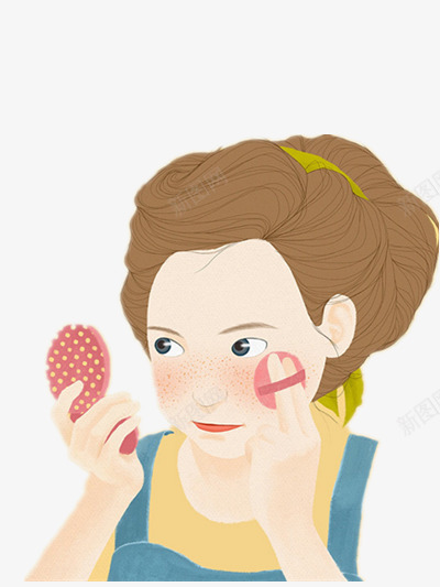 插画png免抠素材_新图网 https://ixintu.com 化妆 女孩 彩色 插画 气垫