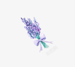 紫色薰衣草上的蝴蝶结素材