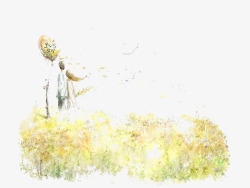 秋天的童话插画爱情高清图片