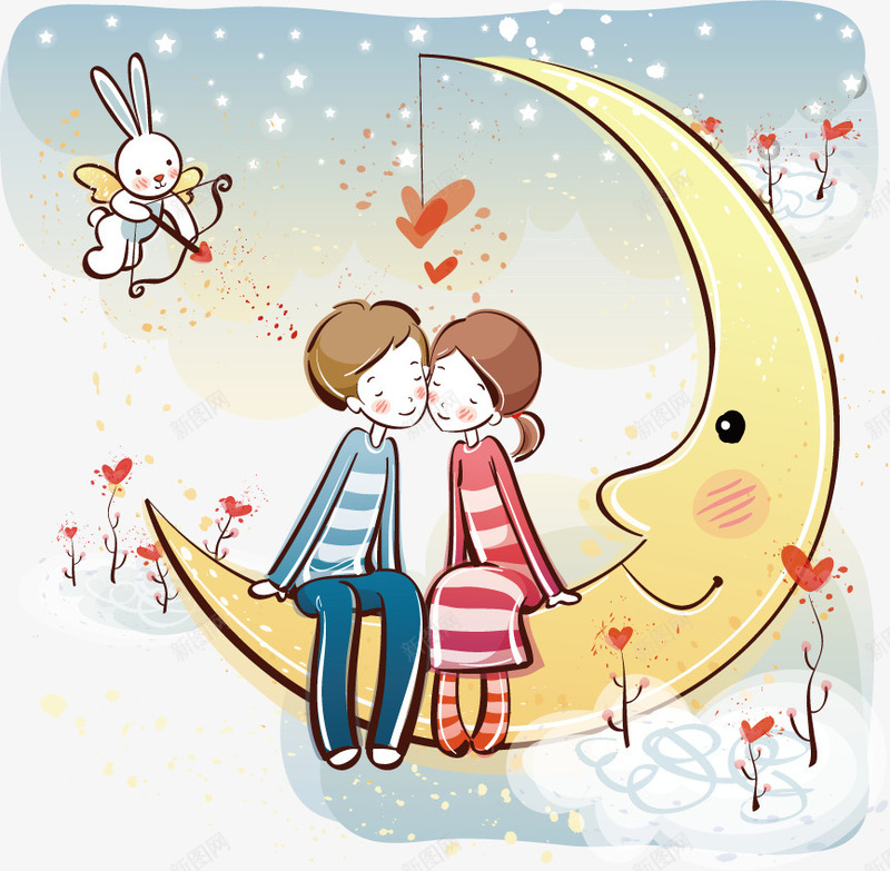 情侣插画png免抠素材_新图网 https://ixintu.com 坐在月亮上的情侣 情侣 月亮 浪漫 爱情 约会