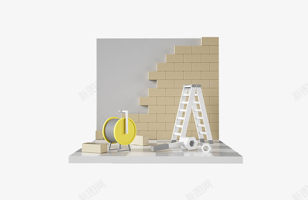 正在装修的房间png免抠素材_新图网 https://ixintu.com 宣传 室内设计 房间模型 效果图 楼梯 装饰