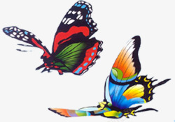 创意手绘合成飞舞的蝴蝶素材
