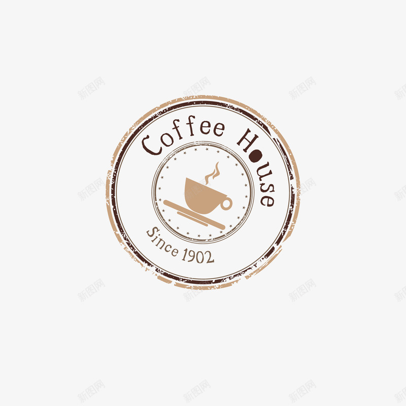 咖啡复古标签图标png_新图网 https://ixintu.com 咖啡做旧标签 咖啡屋英文 咖啡杯子矢量 图标 标志