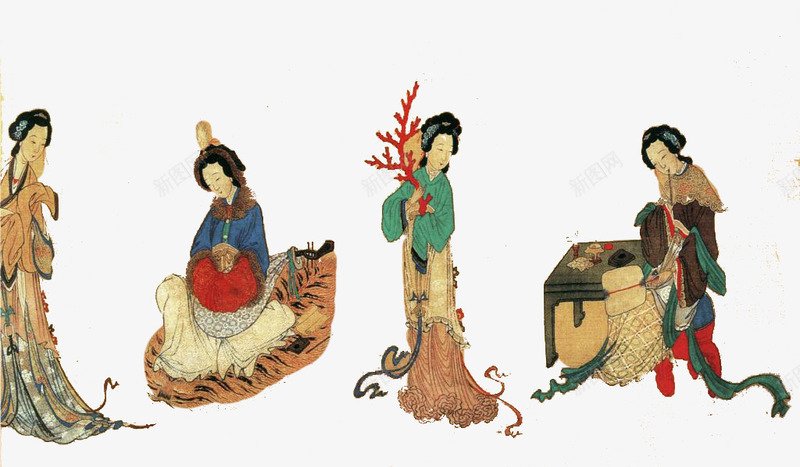 水墨美女png免抠素材_新图网 https://ixintu.com 中国元素 传统装饰 古代人物 水墨 水墨古人