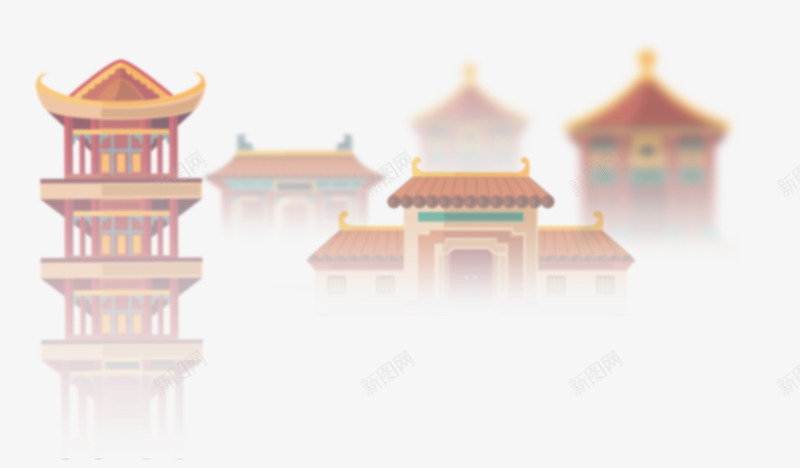 朦胧的古代建筑png免抠素材_新图网 https://ixintu.com 中国风 古代 建筑 房子