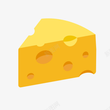 黄色立体三角形奶酪元素矢量图图标图标