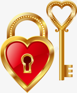 浪漫情人节心形锁子钥匙矢量图素材