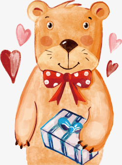 浪漫送礼水彩可爱的小熊高清图片