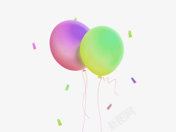 彩色手绘气球礼花装饰图案素材