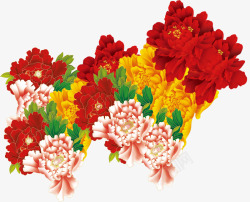 唯美彩色文艺中式花朵装饰素材