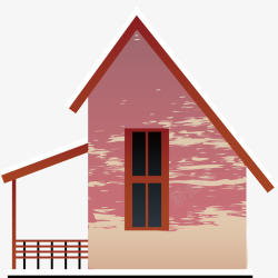 手绘红色小房子素材