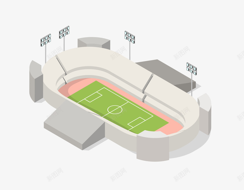 卡通版的足球场效果图png免抠素材_新图网 https://ixintu.com 体育场 卡通足球场 手绘足球场 效果图 足球场 运动