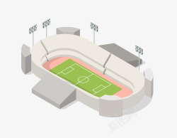 手绘体育场卡通版的足球场效果图高清图片