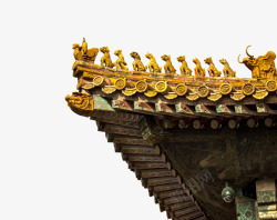 鎏金吉祥雕刻中国传统鎏金吉祥雕刻屋檐高清图片