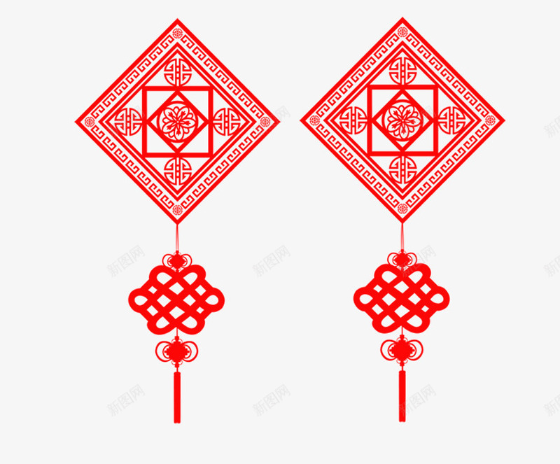 红色新年剪纸png免抠素材_新图网 https://ixintu.com 中国结 剪纸 喜庆 流苏 窗花