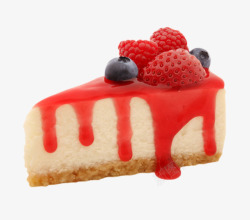 充饥蓝莓草莓三角形蛋糕实物高清图片