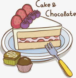 彩色叉子蓝莓蛋糕高清图片