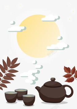 初冬中式一壶茶水矢量图高清图片
