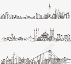 插画桥梁城市高清图片