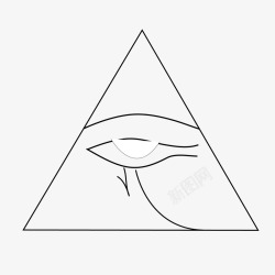 黑色线条三角形眼睛矢量图图标图标