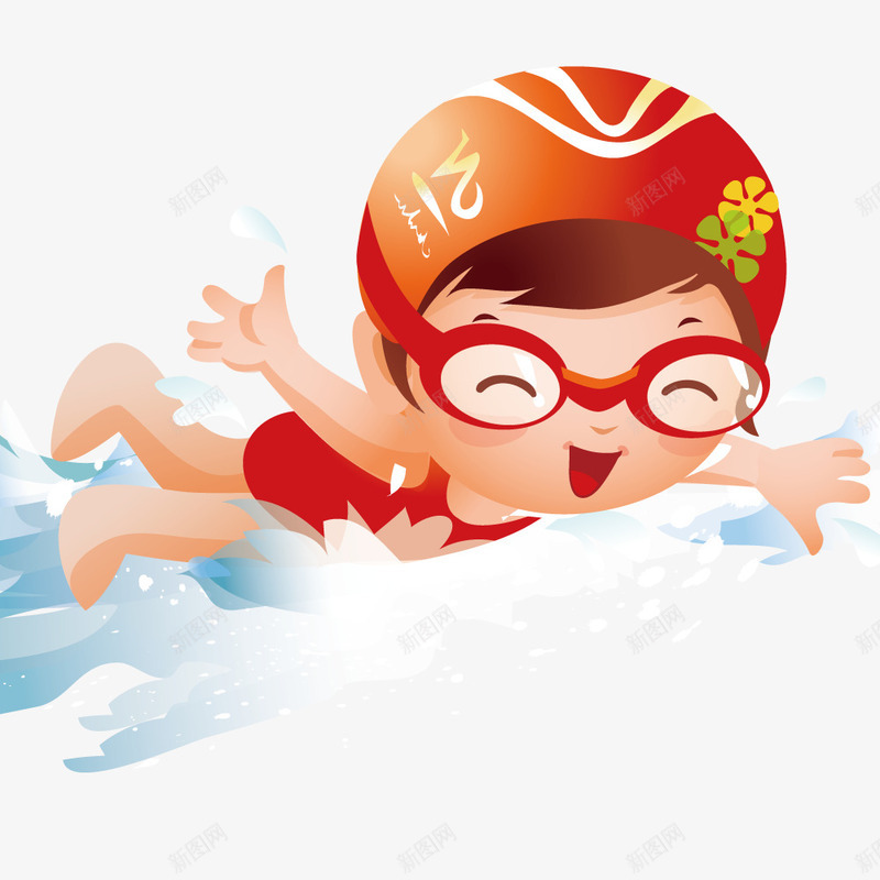 游自由泳的女孩矢量图ai免抠素材_新图网 https://ixintu.com 卡通 女孩 游泳 矢量人物 运动 矢量图