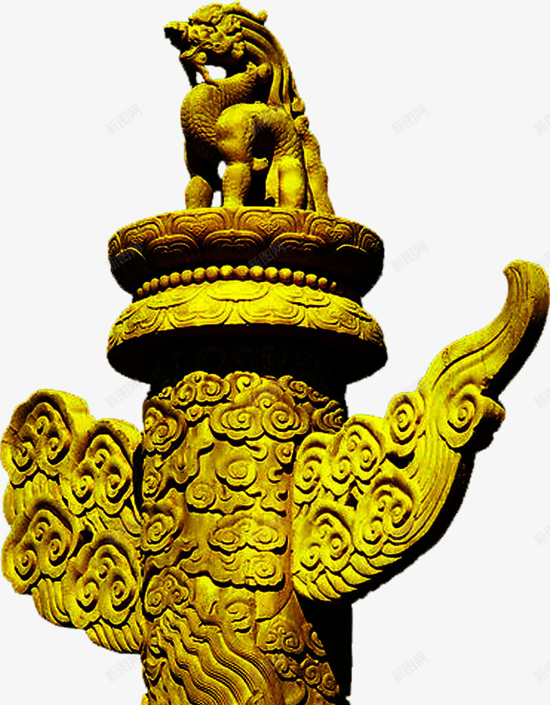 金色中式雕塑守卫png免抠素材_新图网 https://ixintu.com 中式 守卫 金色 雕塑