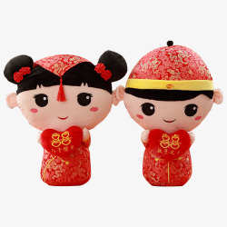 中式摆设红色娃娃素材