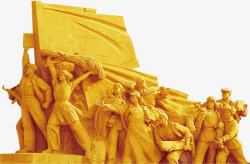 黄色中式传统人物雕塑活动素材